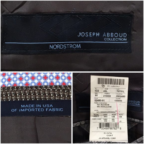 Joseph Abboud Mens Blazer Sport Coat Two Button Casual Jacket 42L Wool Silk Suit - Picture 8 of 13